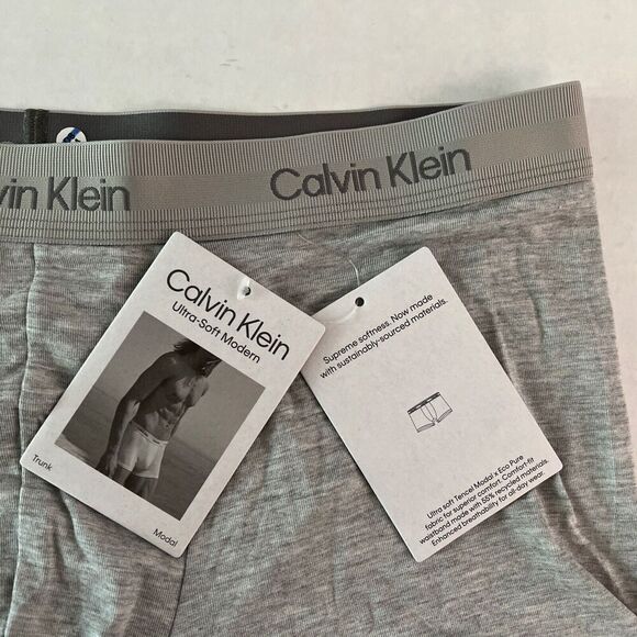 CALVIN KLEIN Ultra Soft Men’s Sz Small Modal Grey Gray Trunk Underwear - Picture 3 of 4